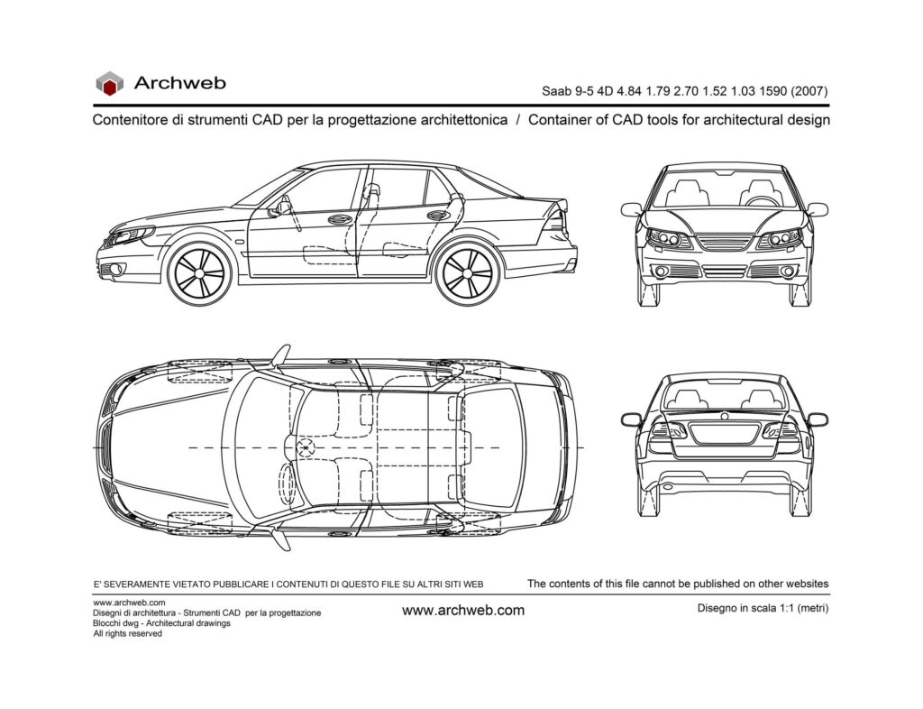 Saab 9 5 4D 2007 dwg