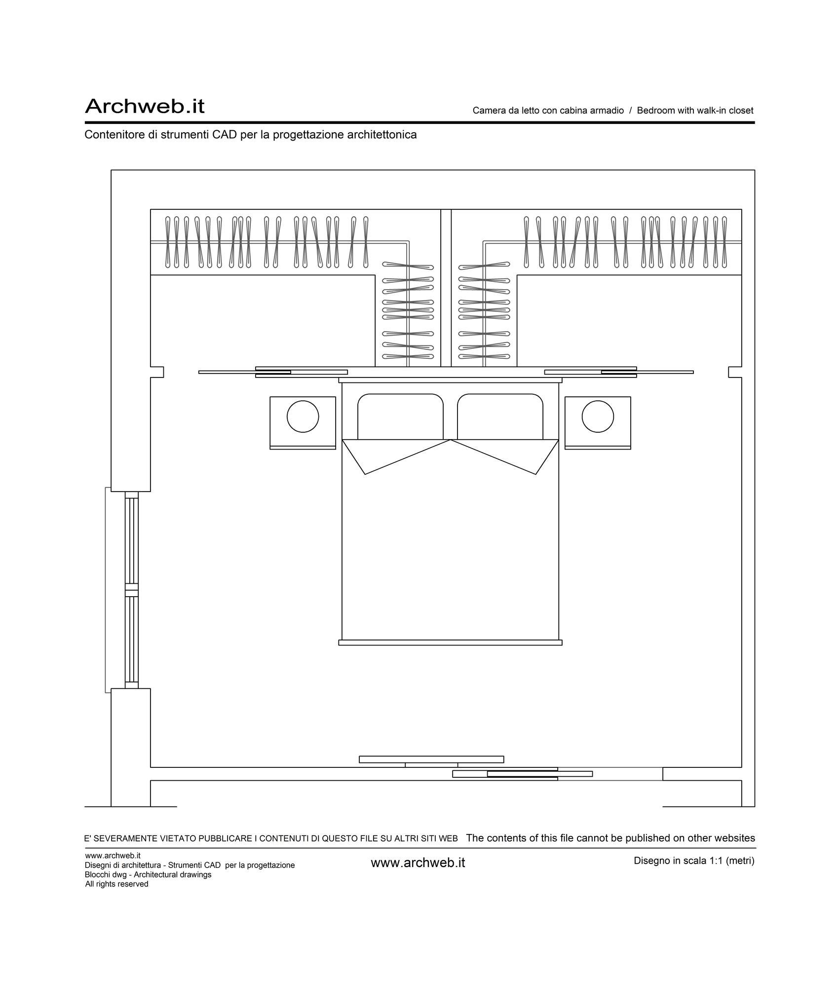 Bedroom project 2 - Preview dwg drawing - plan in 1:100 scale