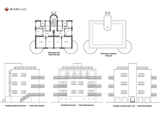 Villino Ostia tipo A dwg in scala 1:100.