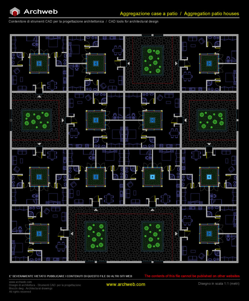 Aggregazione residenze con patio 04 cad Archweb