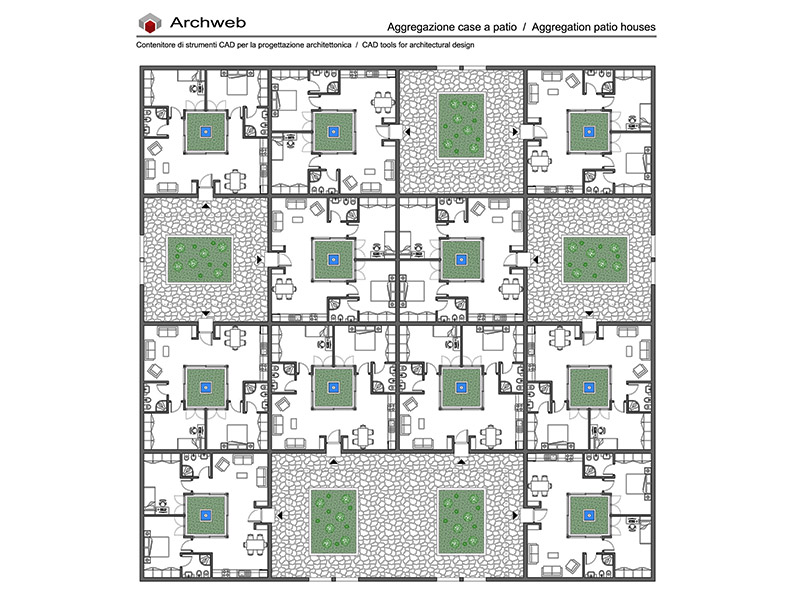 Aggregazione residenze con patio 04 anteprima dwg Archweb
