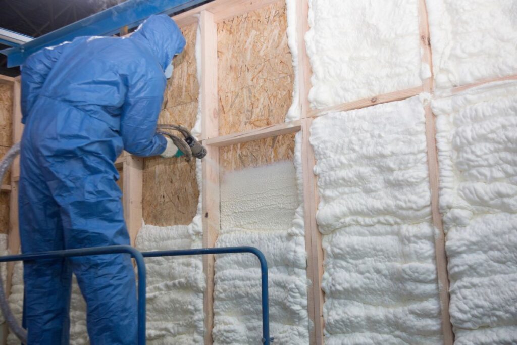 Foam application on interior wall 