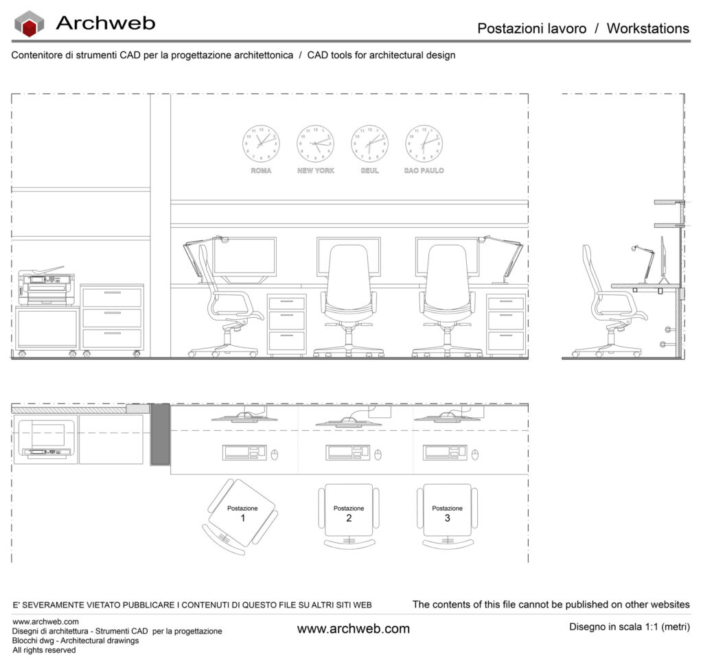 Postazioni di lavoro 20 dwg Archweb