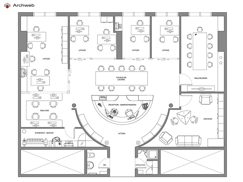Office layout 25 dwg preview Archweb
