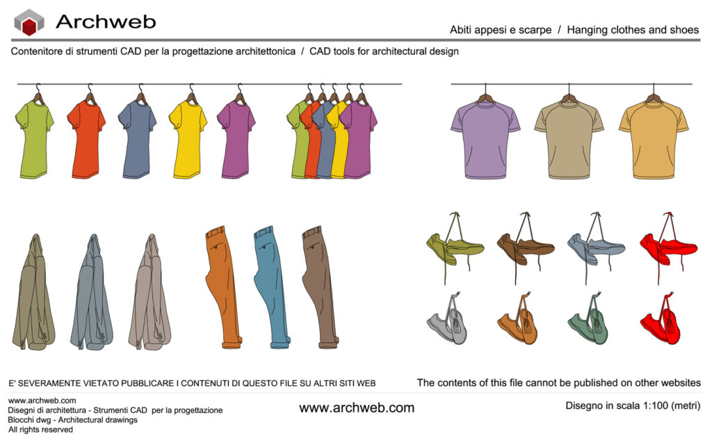 Hanging clothes and shoes dwg Archweb