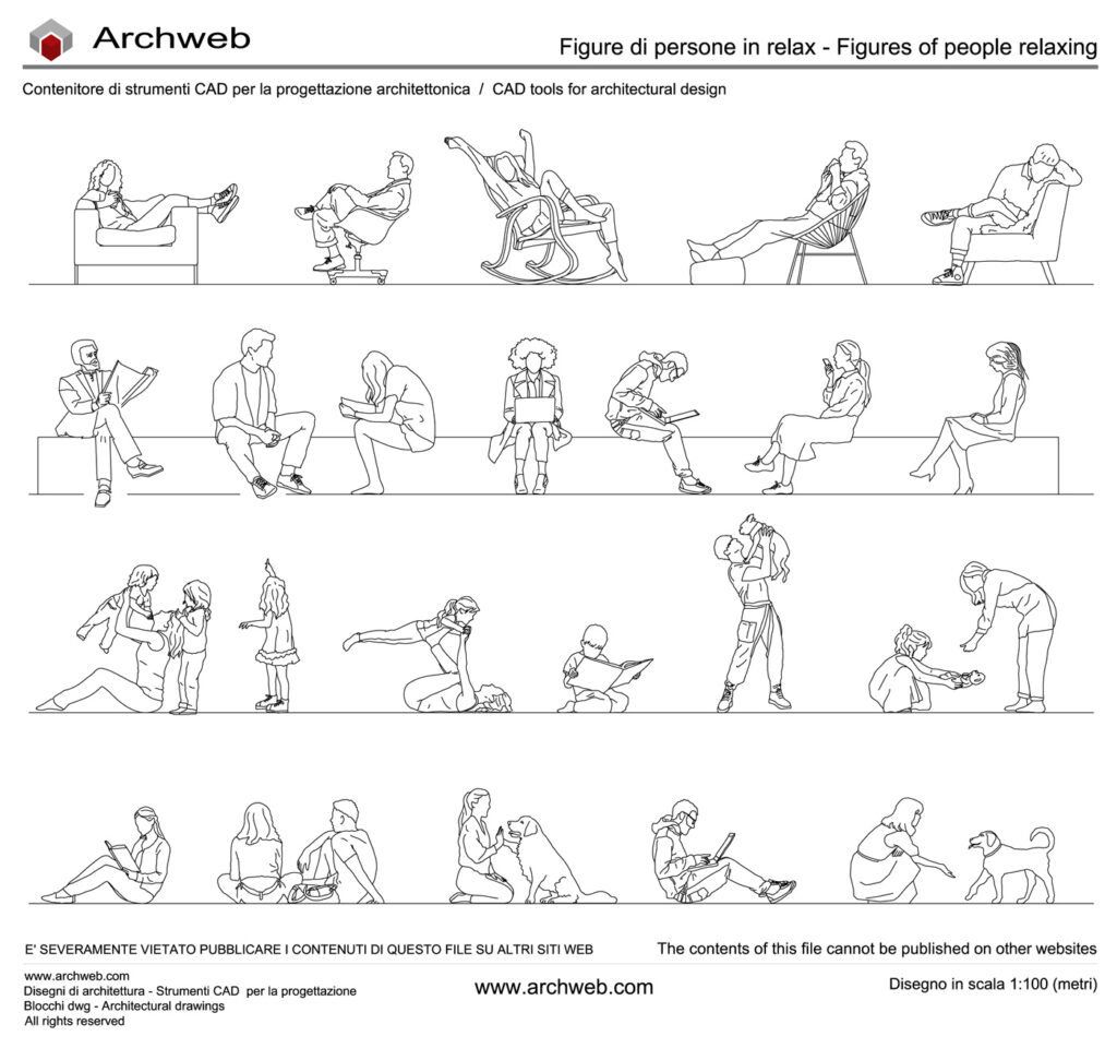 Figures of people relaxing dwg Archweb
