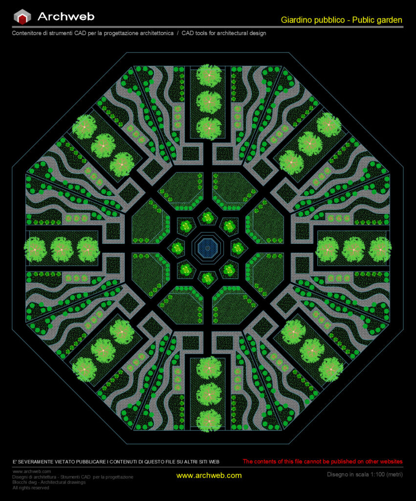 Public garden 09 cad planimetric diagram Archweb