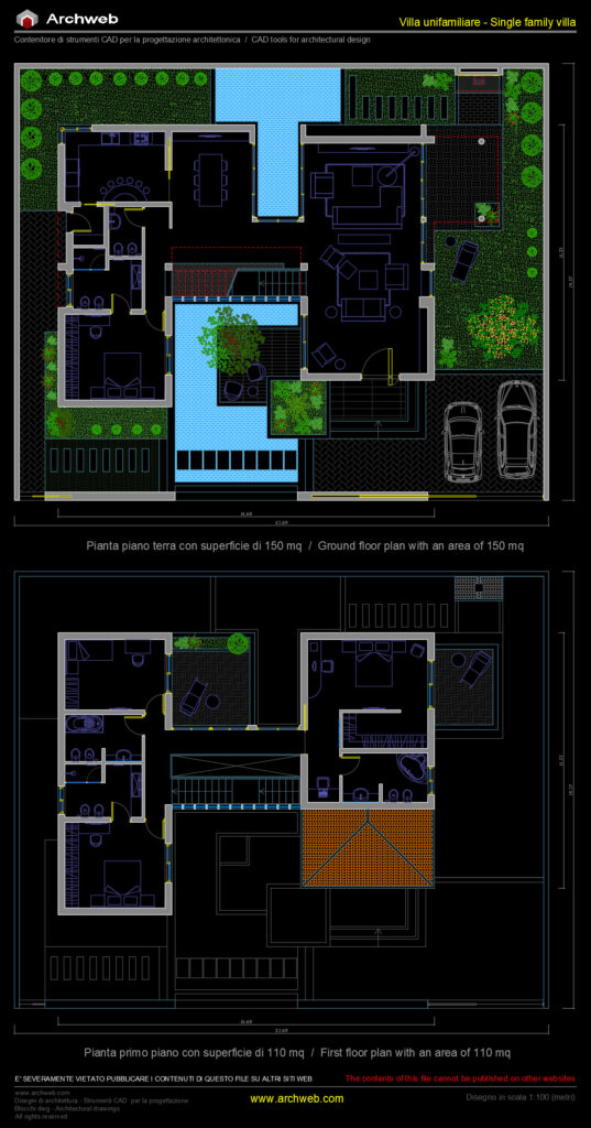 Schema progetto villa 08 cad Archweb