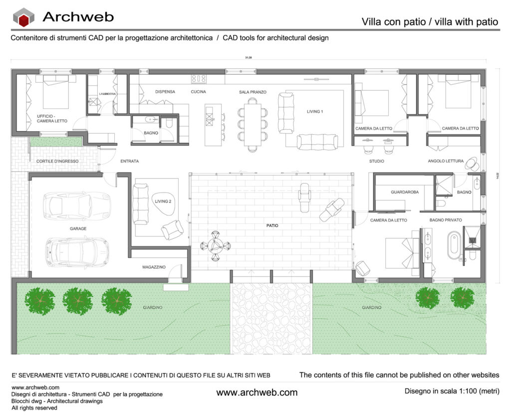 Villa with patio 01 dwg Archweb
