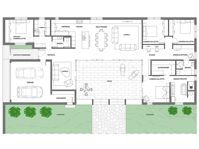 Villa with patio 01 preview dwg Archweb