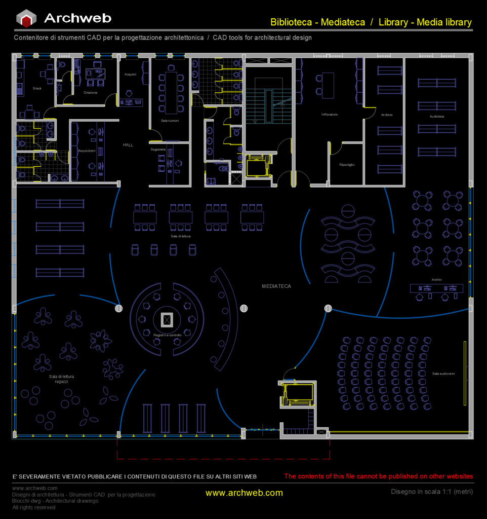 Library-Media Library 01 cad Archweb