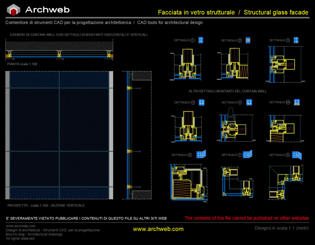 Facciata vetro strutturale 02 cad Archweb