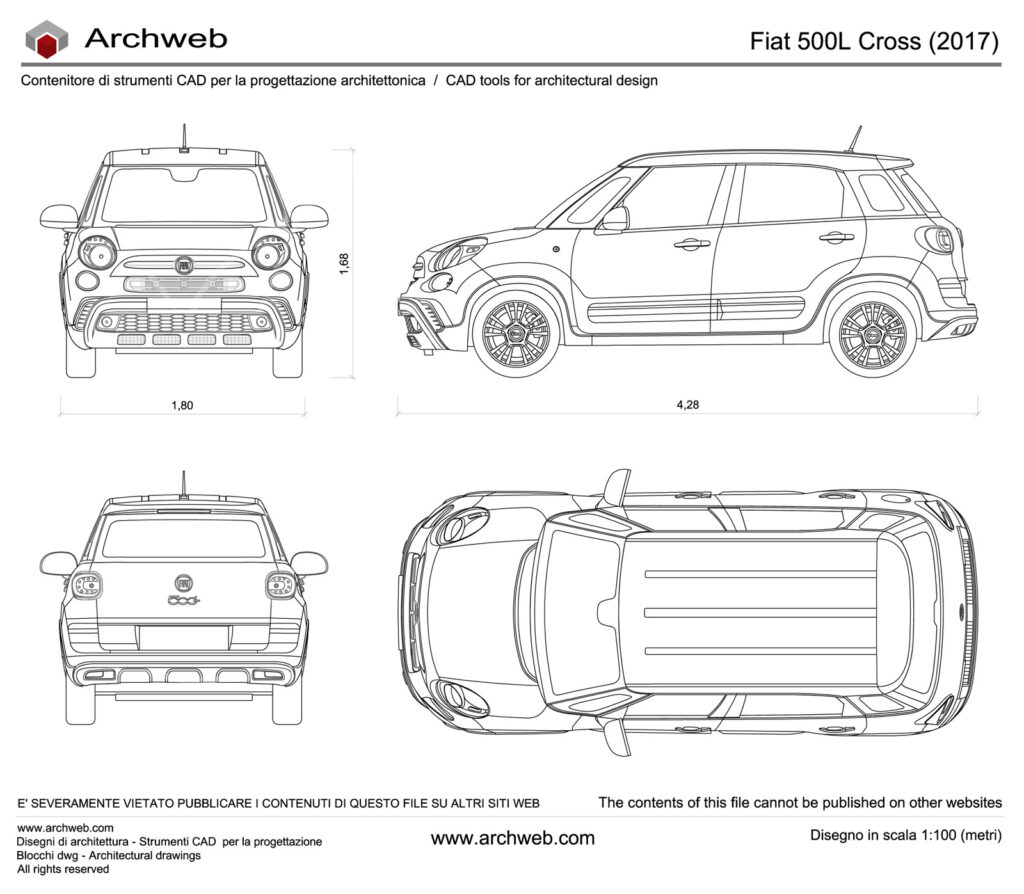 Fiat 500 L Cross 2017 dwg Archweb