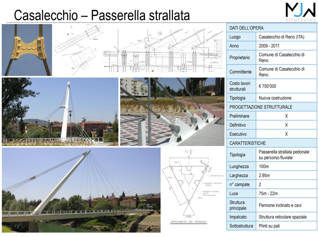 Passerella strallata a Casalecchio sul Reno