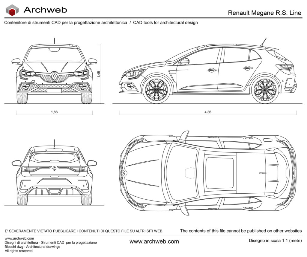 Renault Megane R.S. line dwg Archweb