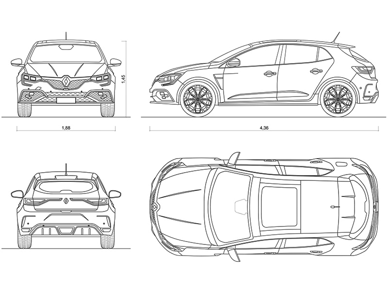 Renault Megane R.S. line preview dwg Archweb