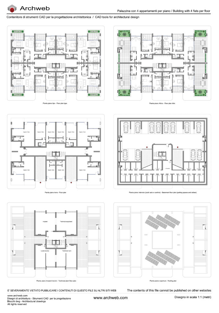 Residential building 10 dwg Archweb