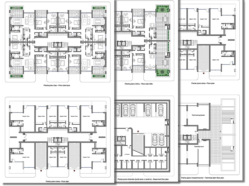 Residential building 10 dwg preview Archweb