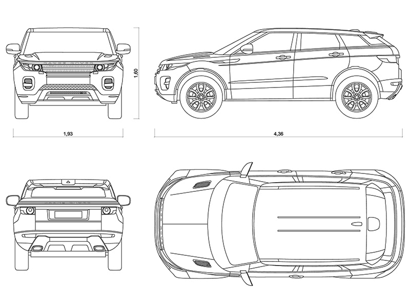 Range Rover Evoque dwg preview Archweb