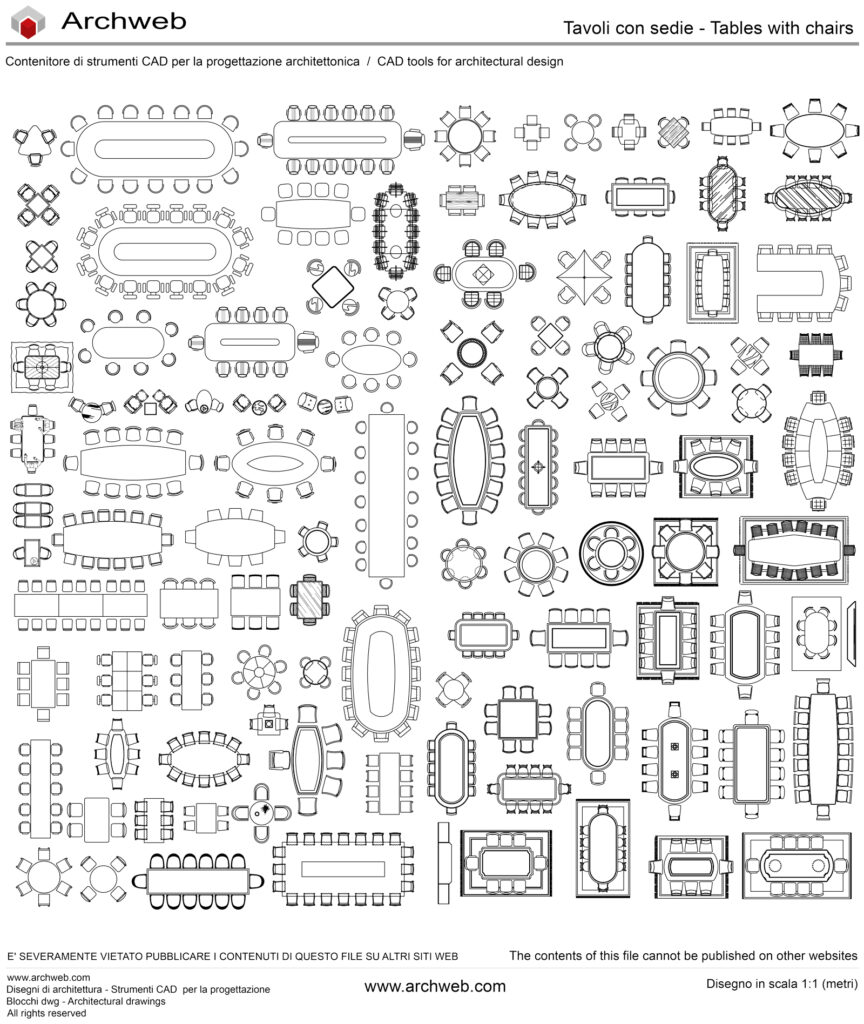 Tavoli con sedie 01 dwg Archweb