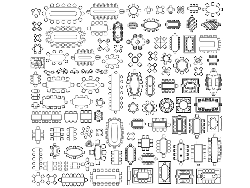 Tables with chairs 01 dwg preview Archweb