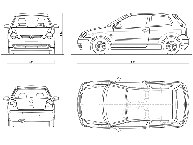 Volkswagen Polo 3 porte anteprima dwg Archweb