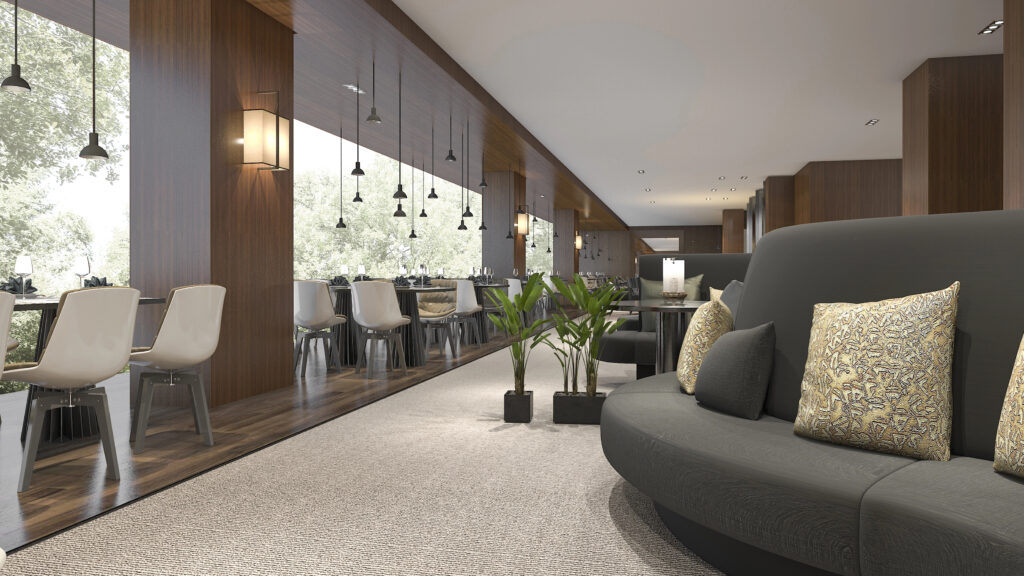 Render lounge bar - reception hotel - ristorante