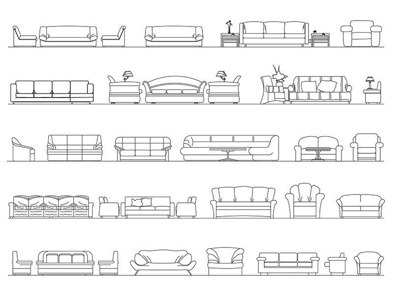 Sofas 01 preview dwg Archweb