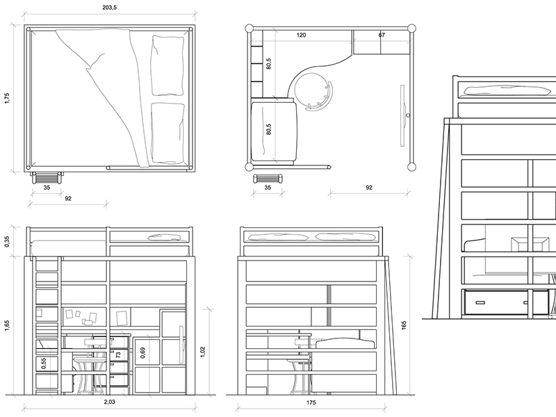 Loft bed 01 dwg preview Archweb