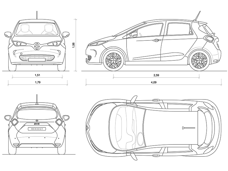 Renault Zoe dwg preview Archweb