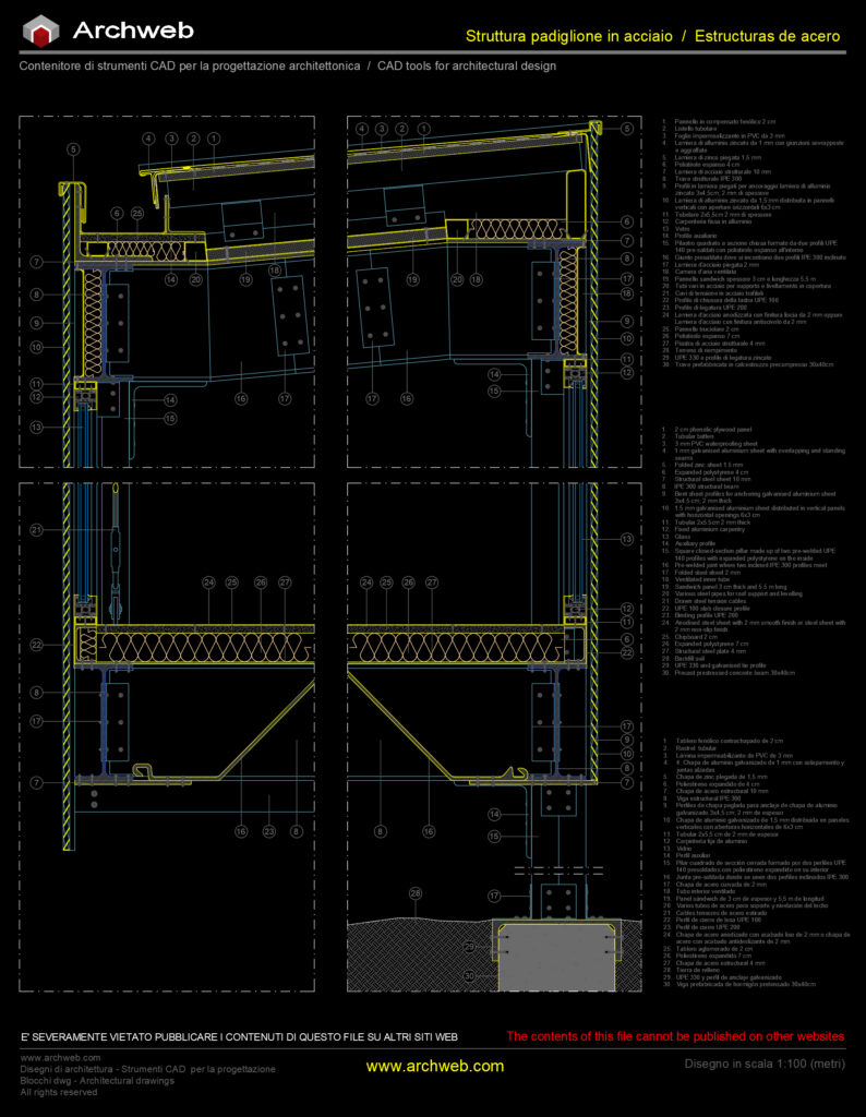 Struttura padiglione cad Archweb