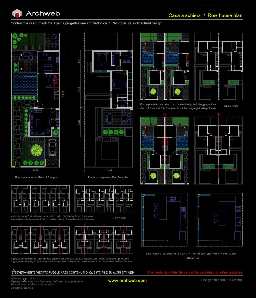 Case a schiera 35 CAD dwg.