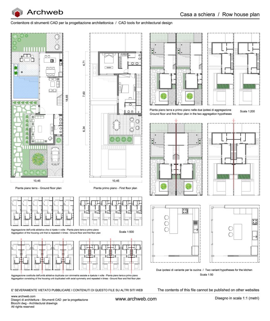 Case a schiera 35 dwg. Schema progetto