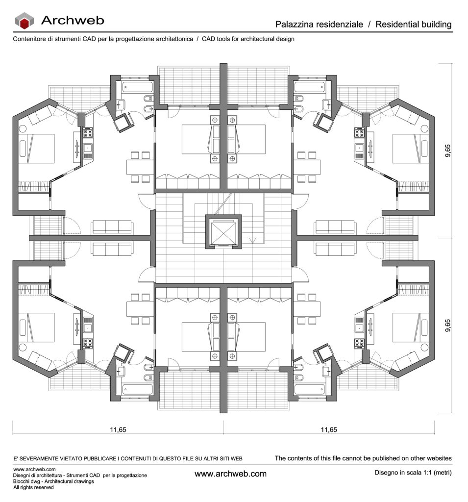 Piano tipo palazzina dwg 07 Dwg scala 1:100