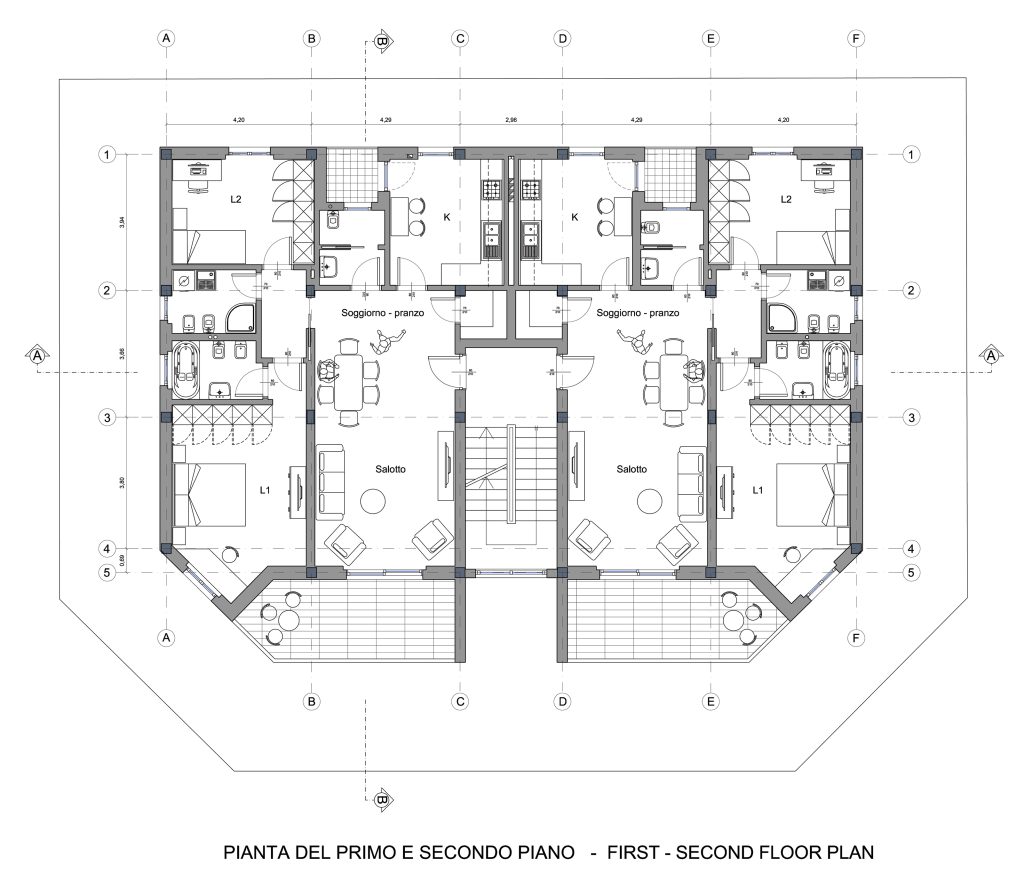 Palazzina AW 06 pianta P.1 - P.2