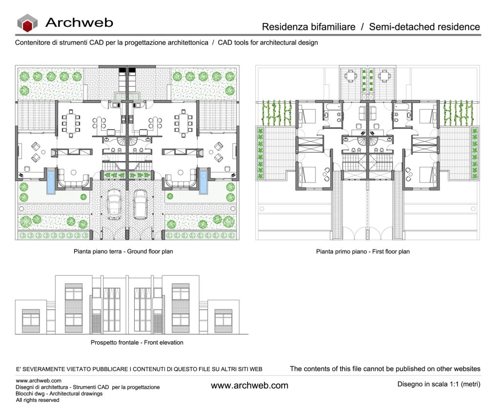 Residenza bifamiliare 14 pianta in dwg