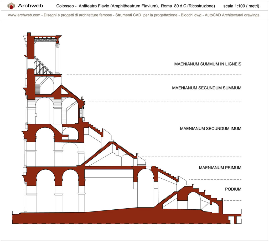 Sezione del Colosseo in formato CAD dwg