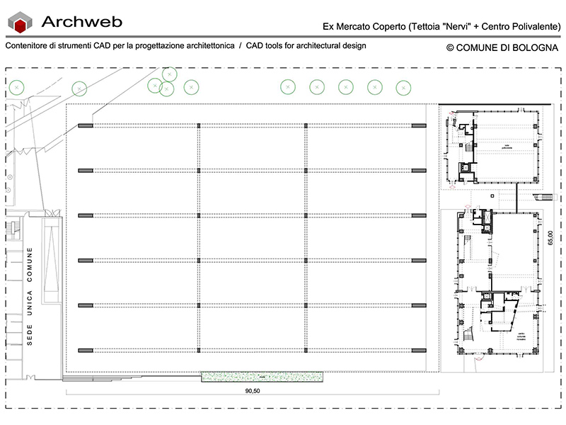 Tettoia Nervi a Bologna dwg in scala 1:100