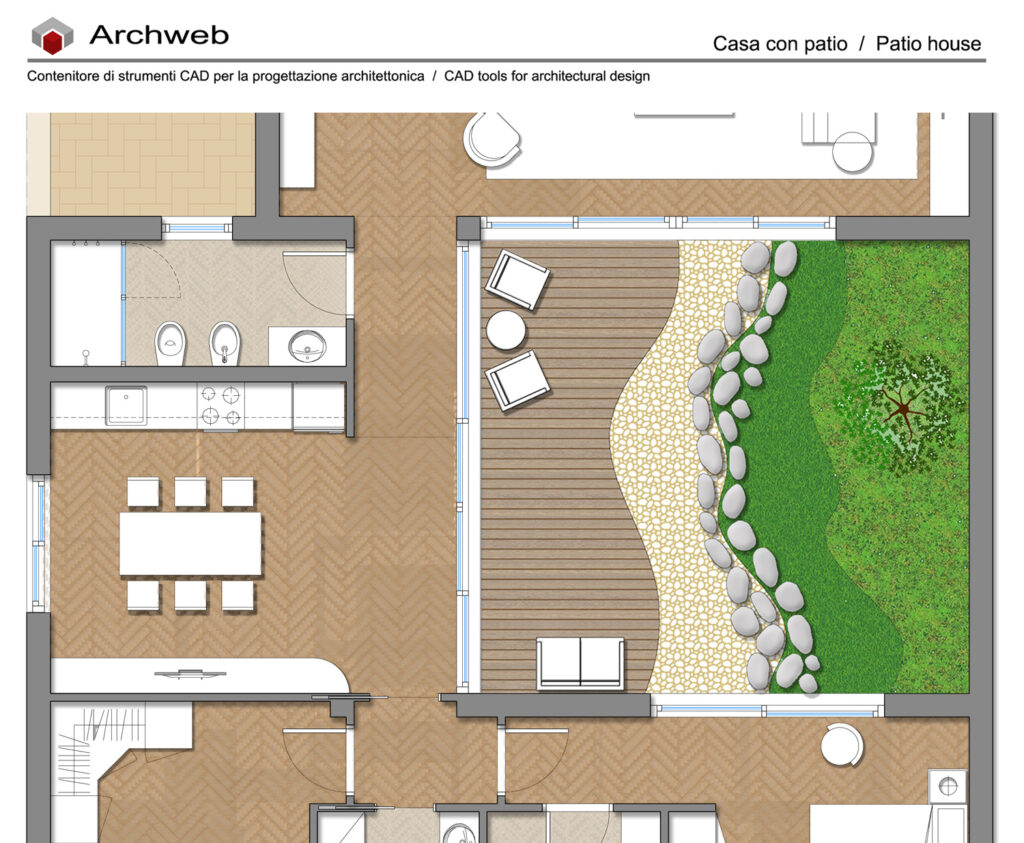 Patio 06 dwg - plan insertion patio house Archweb