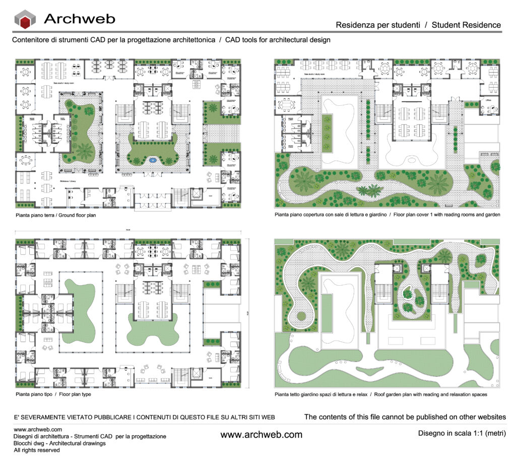 Student residence 01 dwg Archweb scale 1:100